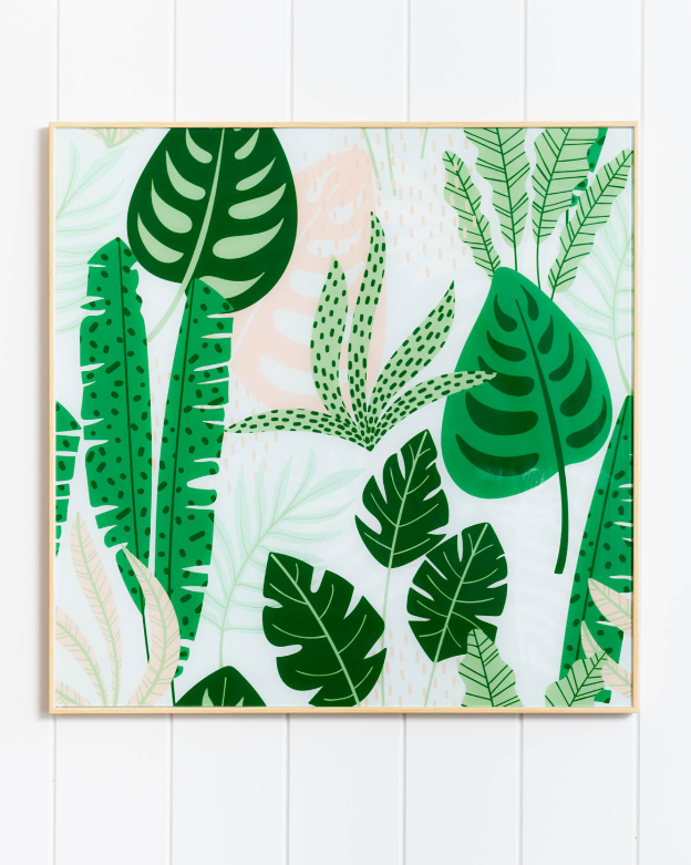 Glass Artwork- Pink Peaf Foliage