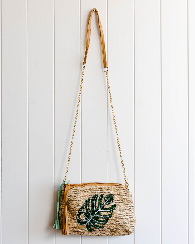 Woven Monstera Leaf Bag/Clutch